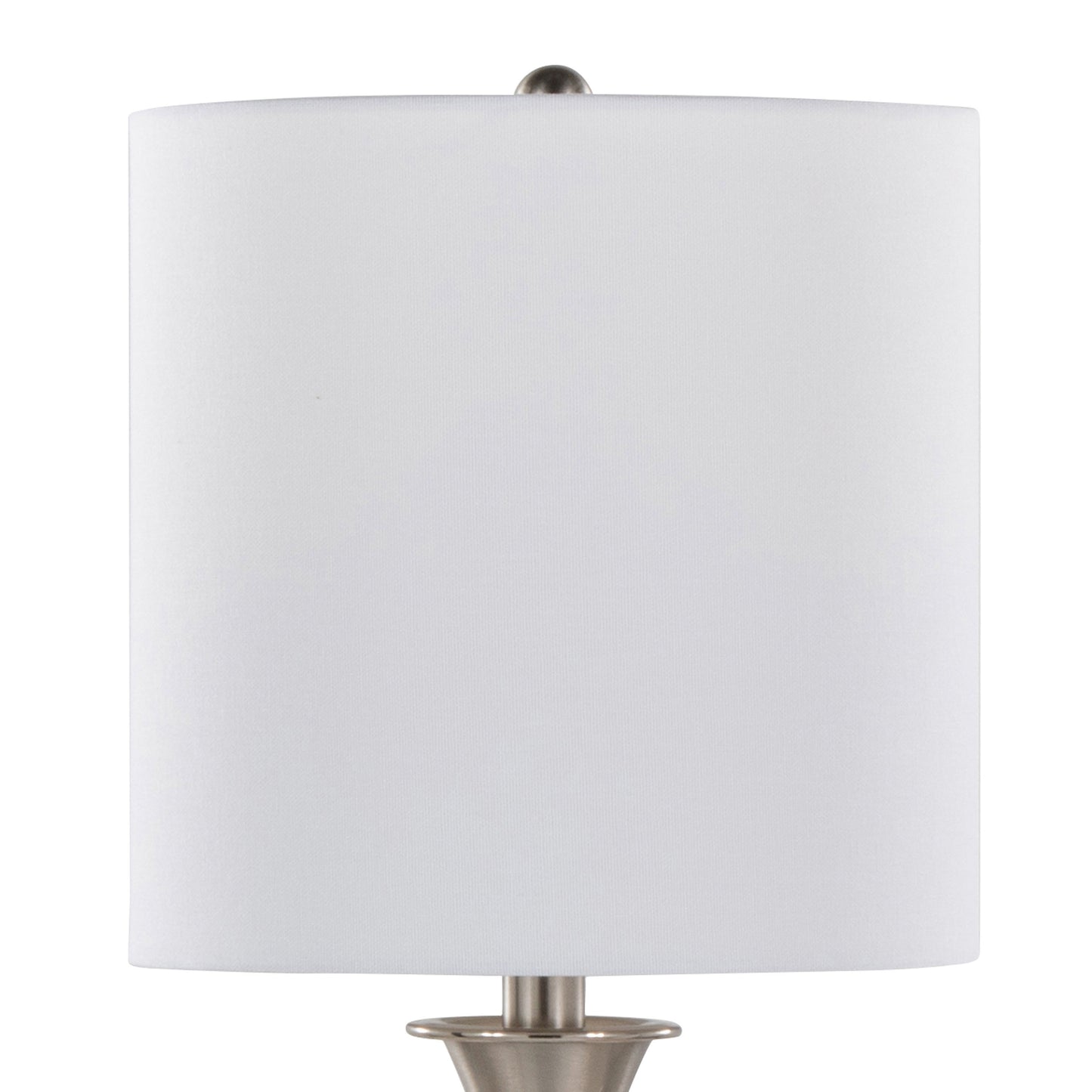 Sawyer 25" Contemporary Metal Table Lamp in Brushed Nickel with White Linen Shade and Built-in USB Port from Grandview Gallery by LumiSource - Set of 2