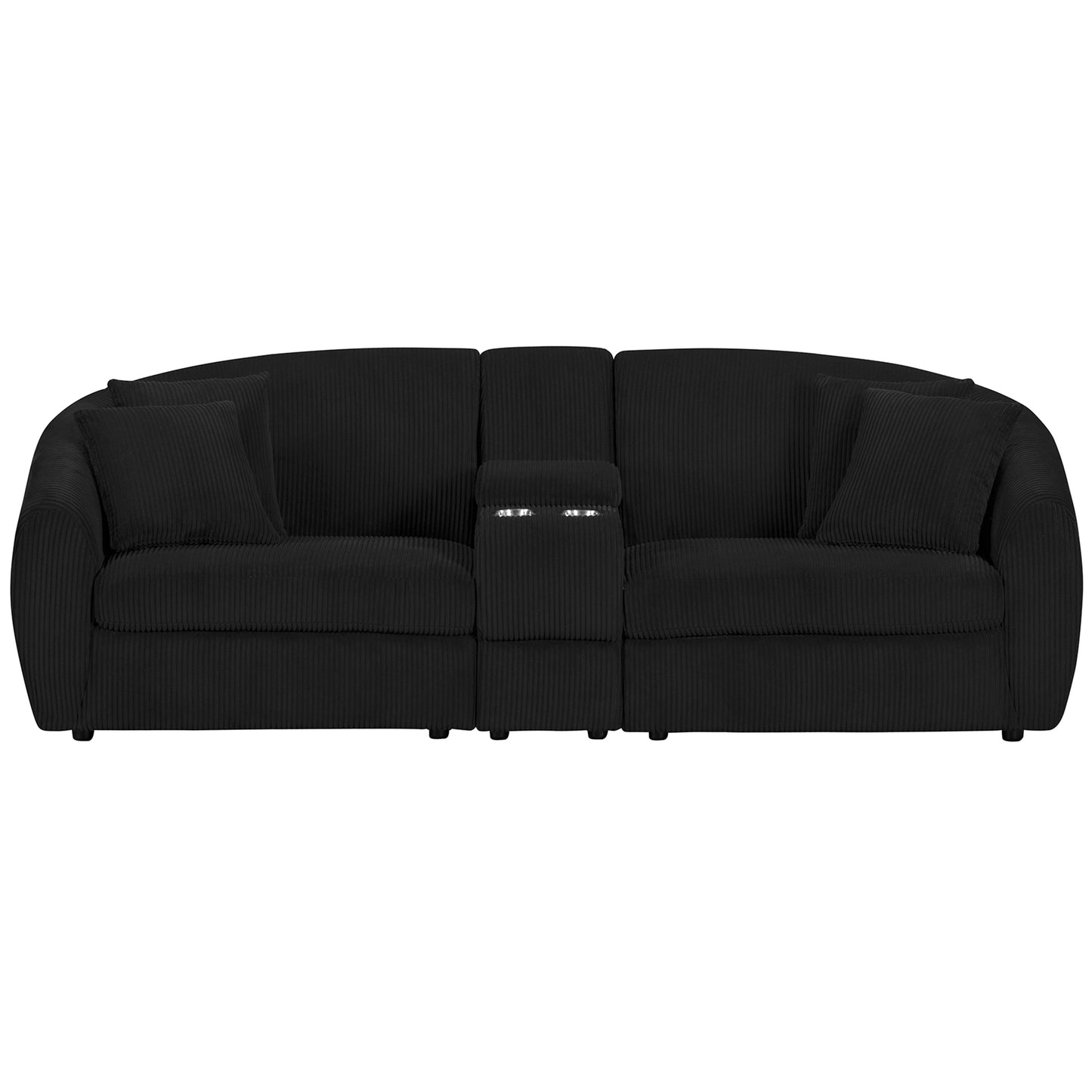 UNITED WE WIN corduroy fabric, two cup holders, storage, oversized two-seat, solid wood frame, high quality sponge filling, curved placement sofa