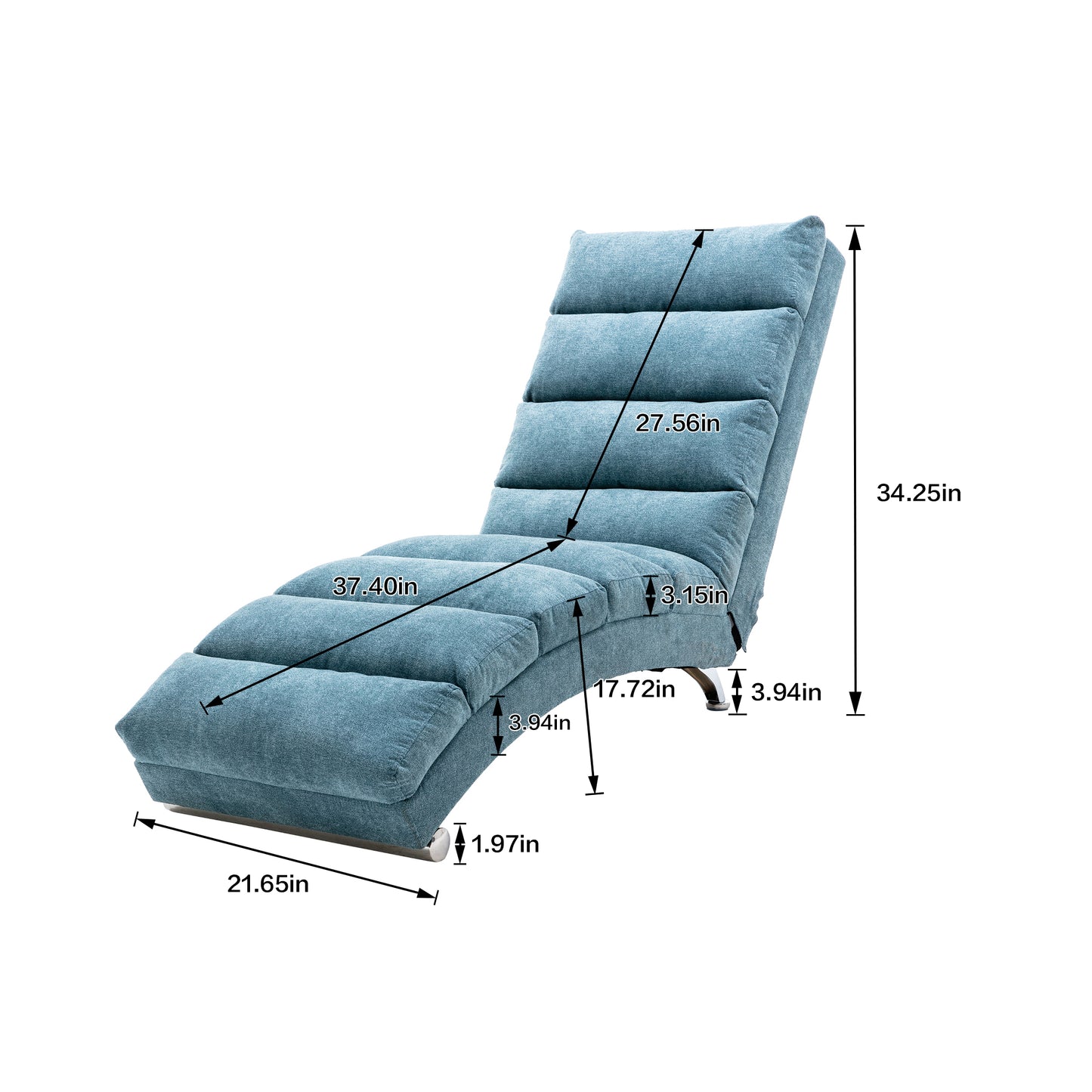 COOLMORE Linen Massage Chaise Lounge Indoor with Remote Control,Ergonomic Electric Massage Long Lounger with 5 Modes for Office, Living Room,Bedroom (Blue)