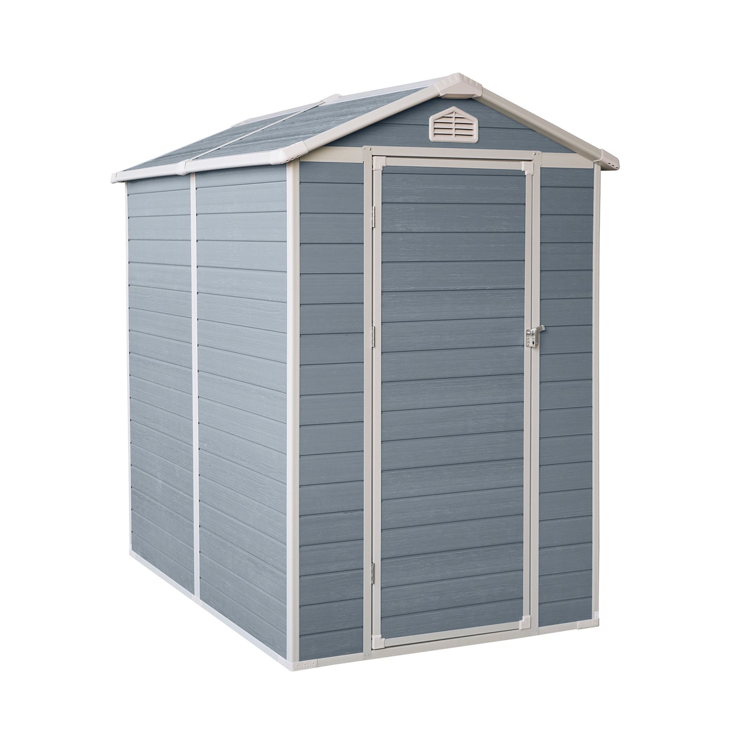 4x6ft Resin Outdoor Storage Shed with Floor and Lockable Doors for Patio,Yard,Lawn ,Grey