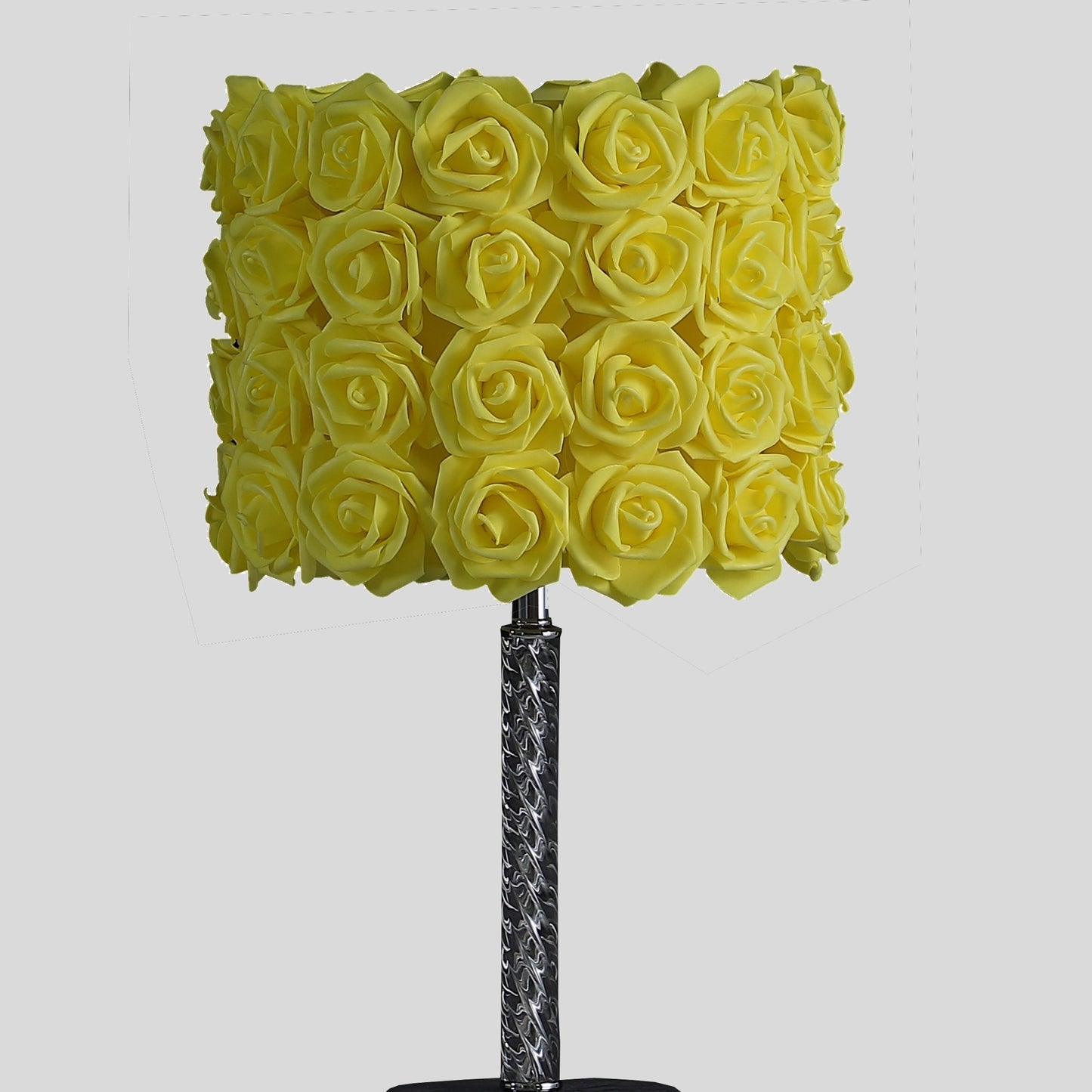 18.25" Yellow Roses in Bloom Acrylic / Metal Table Lamp