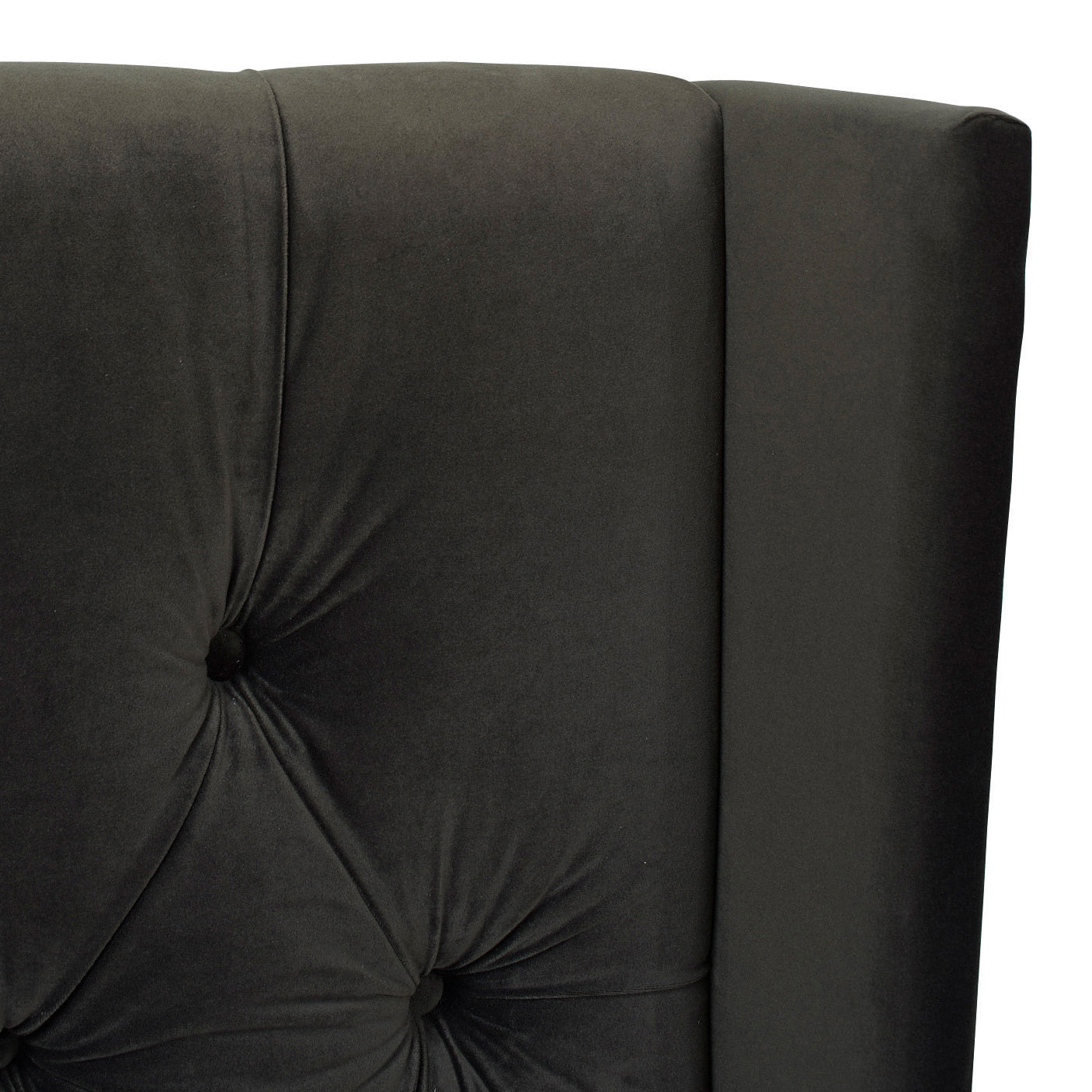 David Tufted Wingback King Bed, Dark Charcoal Grey Velvet
