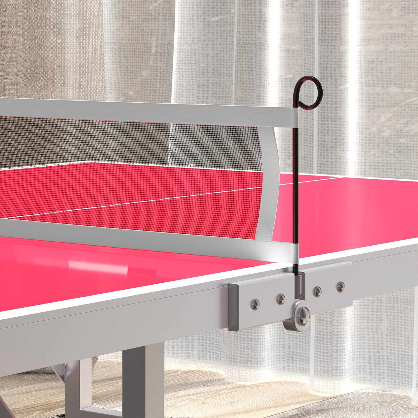 Soozier Mini Ping Pong Table Set for Outdoor and Indoor, Foldable Table Tennis Table with Net, 2 Paddles, 3 Balls, Adjustable Feet, Easy Assembly, Red