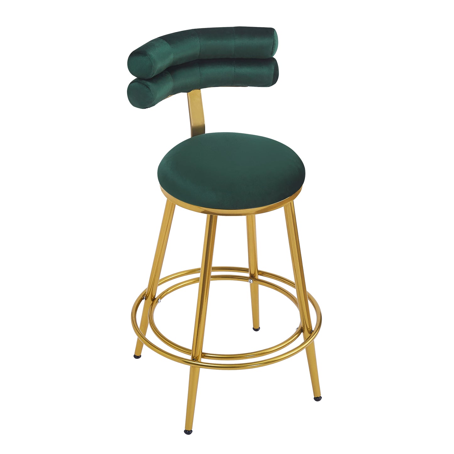 27.65'' Modern Counter Stools Set of 2,Dark green  velvet Counter Stools with iron Frame,Soft back and cushion,Footrest,suitable for Kitchen/Bedroom/Dining Room