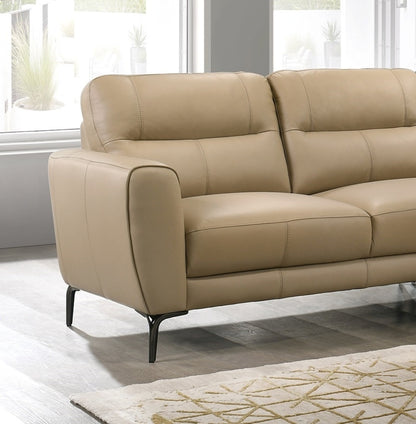 Top Grain Leather Taupe 2pc Sectional Set Right Facing Chaise Left Facing Sofa Living Room Furniture