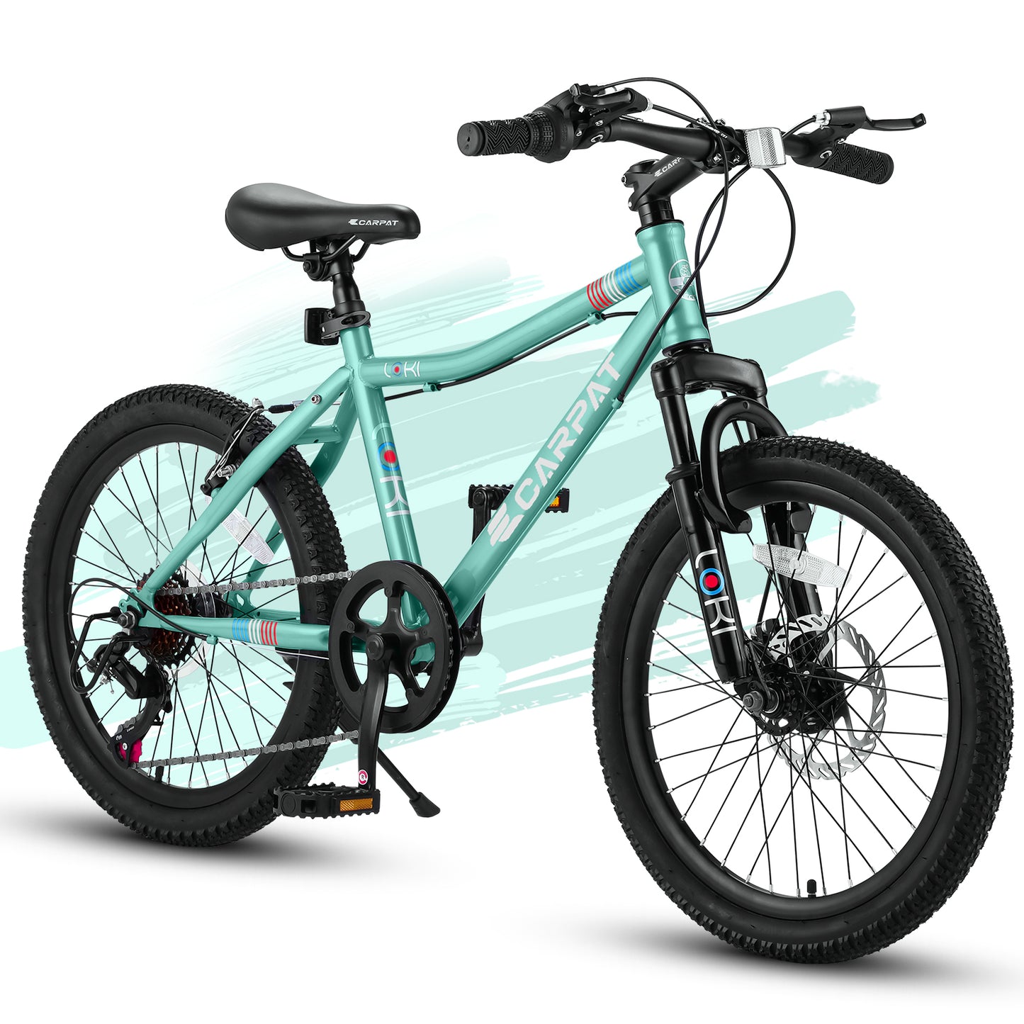 S20101 20 Inch Kids' Bike, Boys Girls Mountain Bike Ages 8-12, 7 Speed Teenager Children Kids' Bicycles, Front Suspension Disc Brake Rear V-Brake, High Steel Frame