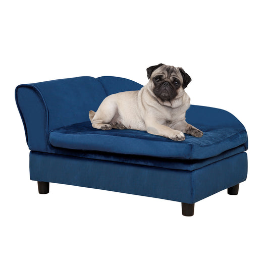 PawHut Luxury Fancy Dog Bed for Small Dogs with Hidden Storage, Small Dog Couch with Soft 3" Foam, Dog Sofa Bed, Cushy Dog Bed, Modern Pet Furniture for Puppies and Little Breeds, Blue