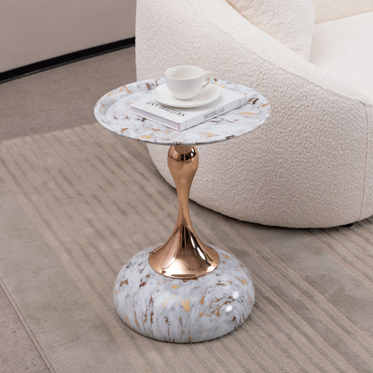 Mermaid Tail End Coffee Table Round Side Table, Modern Metal Pedestal Table, Minimalist Accent Table for Small Spaces, Drink Martini Table Decoration for Living Room
