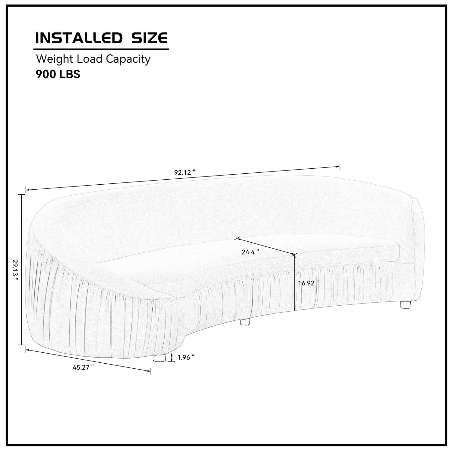 92.13 Inch Modern Design Curved Shaped Sofa Couch for Living Room,Upholstered Fabric 4-Seat Sofa No Need to Assembly Couch for Apartment,Green