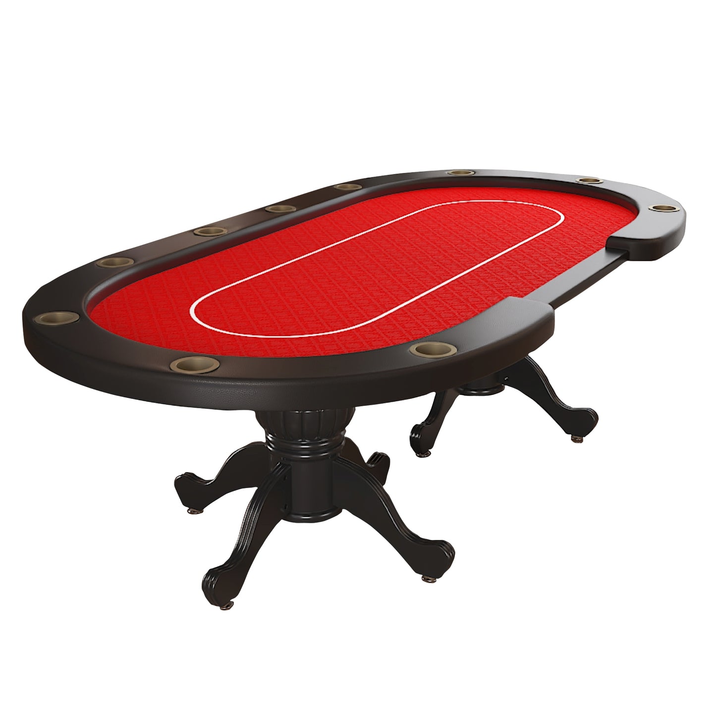 INO Design 96" Oval Red Aura Texas Holdem Poker Table Curved Legs Casino DropBox