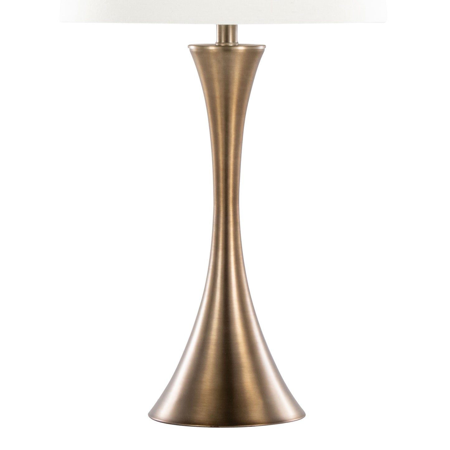 Lenuxe 29" Contemporary Metal Table Lamp in Matte Golden Bronze with Off-White Linen Shade from Grandview Gallery by LumiSource - Set of 2