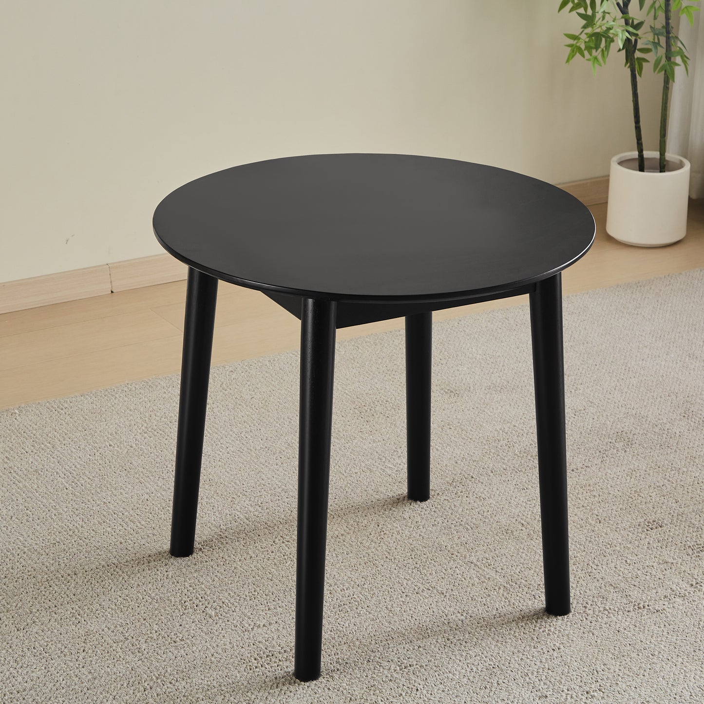 Black Round Table, all solid wood, can sit 2-4 people diameter 31.5 inches