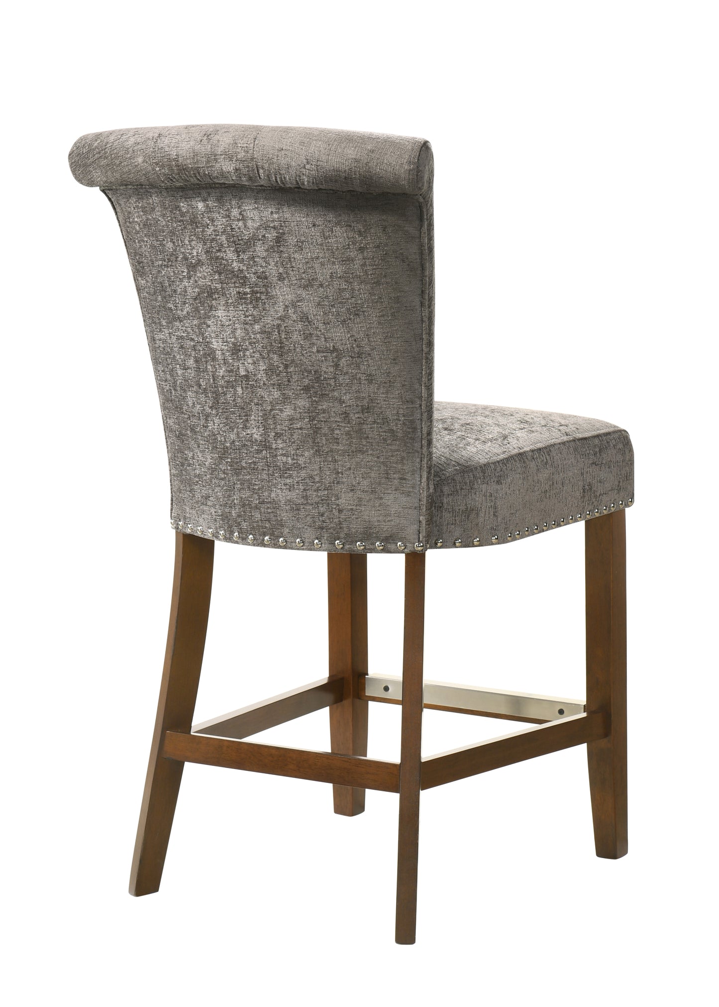 Auggie 20.5" Gray Fabric Counter Height Chair with Nailhead Trim