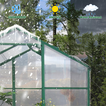 Newly marketed Gain height windproofaluminum greenhouse 6x8 FT Polycarbonate Greenhouse Raised Base and Anchor Aluminum Heavy Duty Walk-in Greenhouses for Outdoor Backyard in All Season