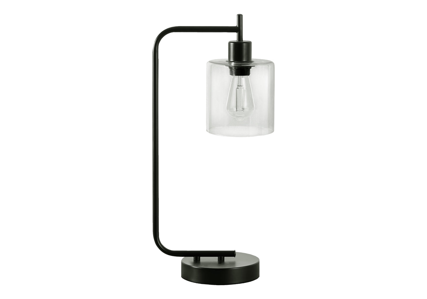 Lighting, 20"h, Table Lamp, Usb Port Included, Black Metal, Glass Shade, Modern