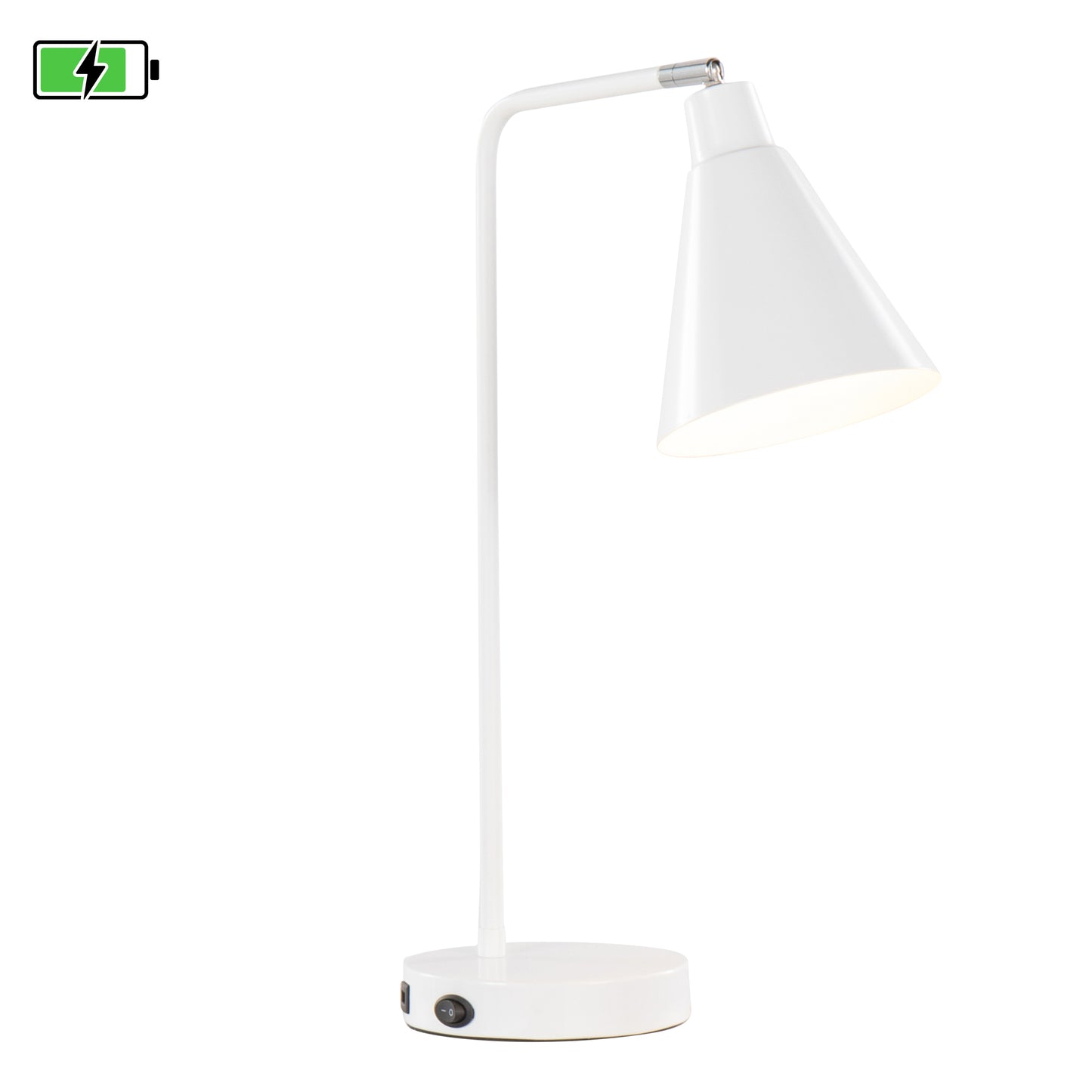 Pix 19" Contemporary Metal Task Lamp in Glossy White Metal and Chrome Accent with Built-In USB Port from Grandview Gallery by LumiSource