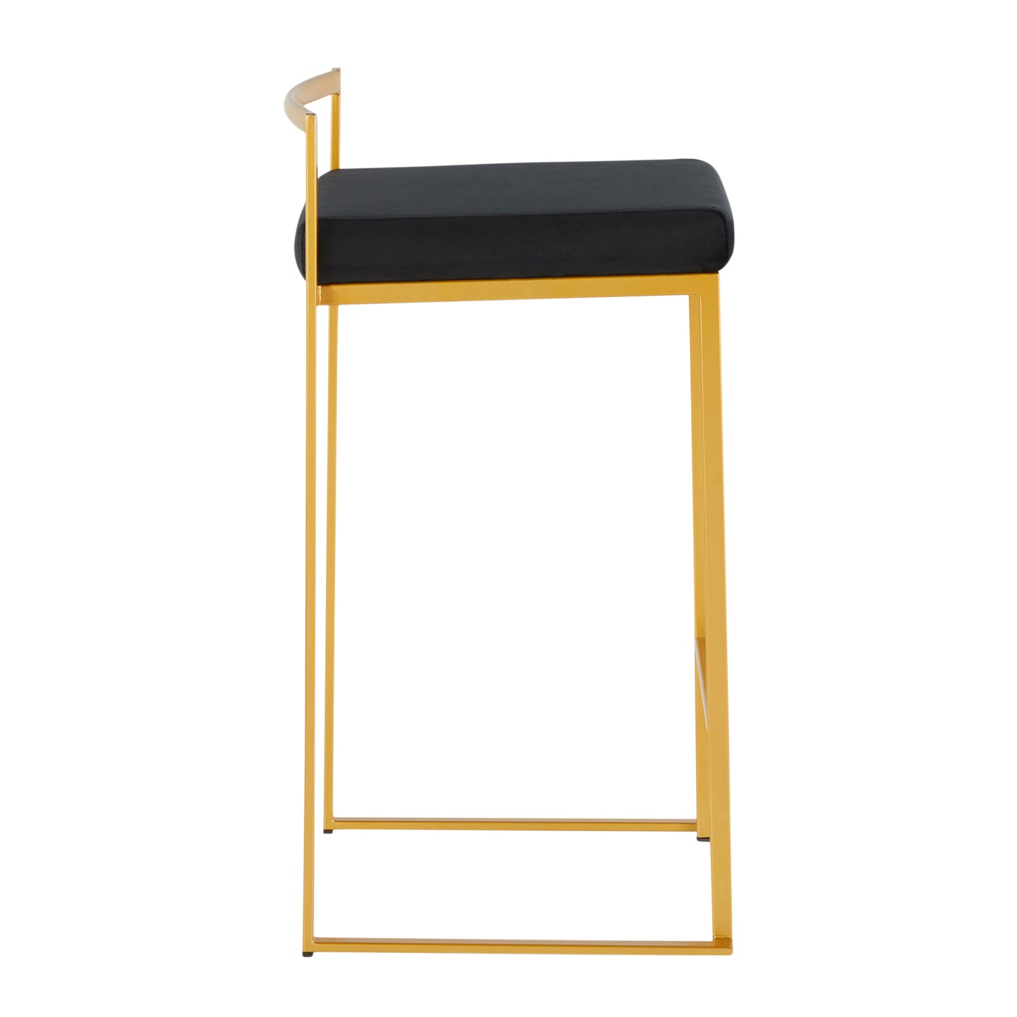 Fuji Contemporary Counter Stool in Gold with Black Velvet Cushion by LumiSource - Set of 2