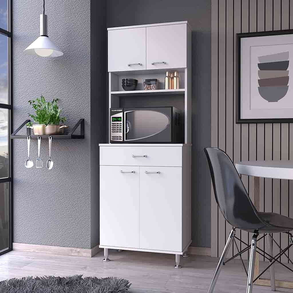 Bay Area Pantry, Two Door Cabinets, One Drawer, Four Adjustable Metal Legs
