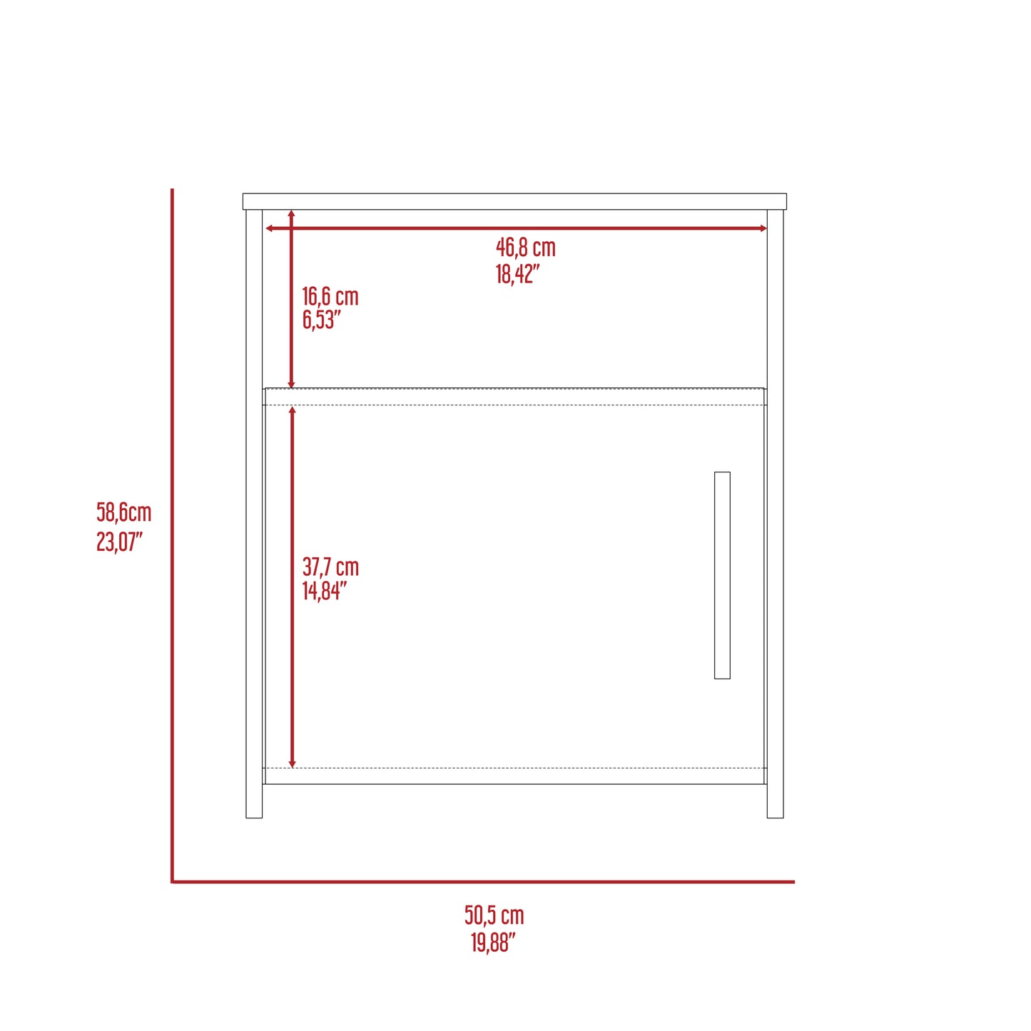 Nightstand Cuarzz, One Cabinet, Light Gray Finish