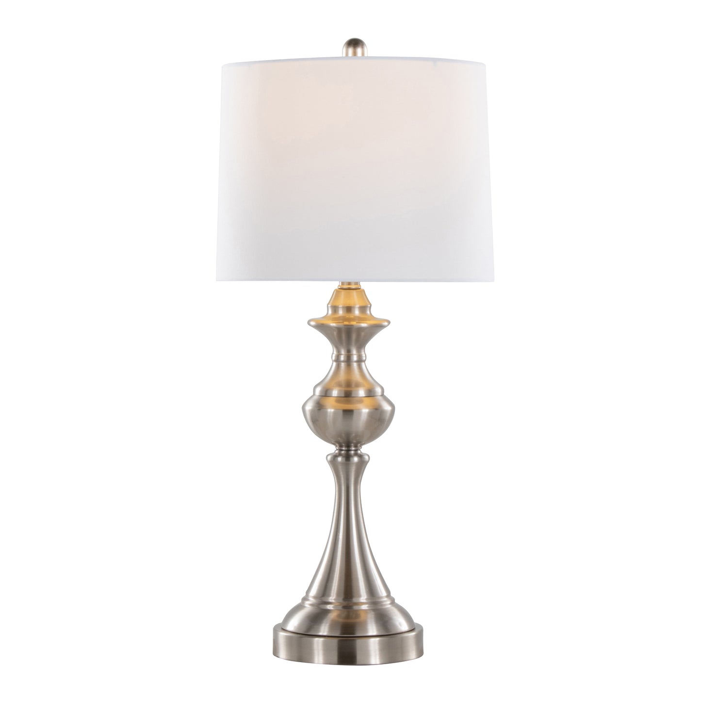 Montgomery 29" Contemporary Metal Table Lamp in Brushed Nickel with White Linen Shade and Built-in USB Port from Grandview Gallery by LumiSource - Set of 2