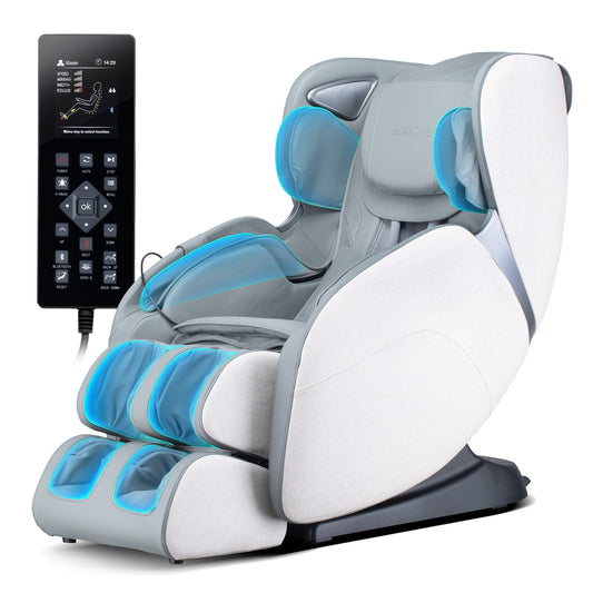 BOSSCARE 3D Shiatsu Recline Massage Zero Gravity Full Body Chair with Waist Heating White