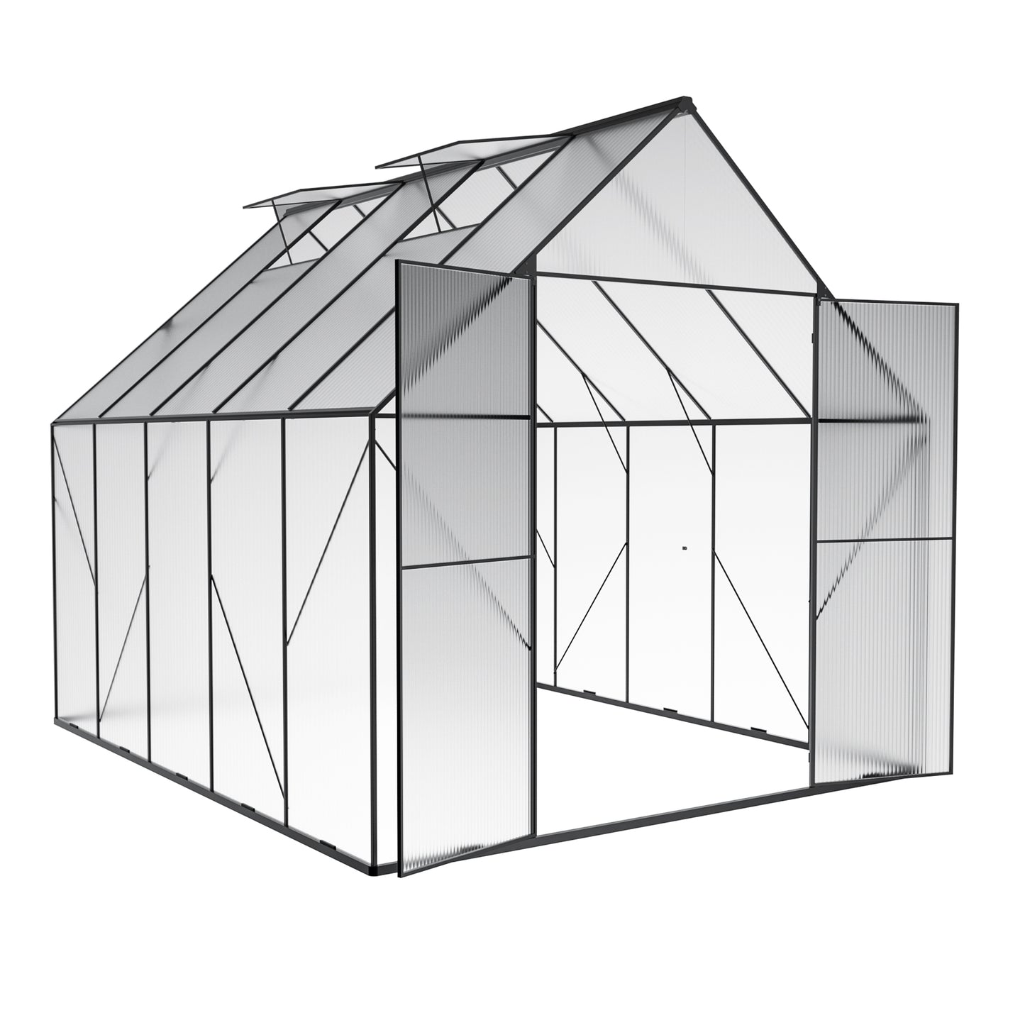 8x12 FT Greenhouse for Outdoors,Heavy Duty Polycarbonate Greenhouse,Large Walk-in Greenhouse with Roof Vent,Aluminum Hot House for Outside Green House Garden Backyard