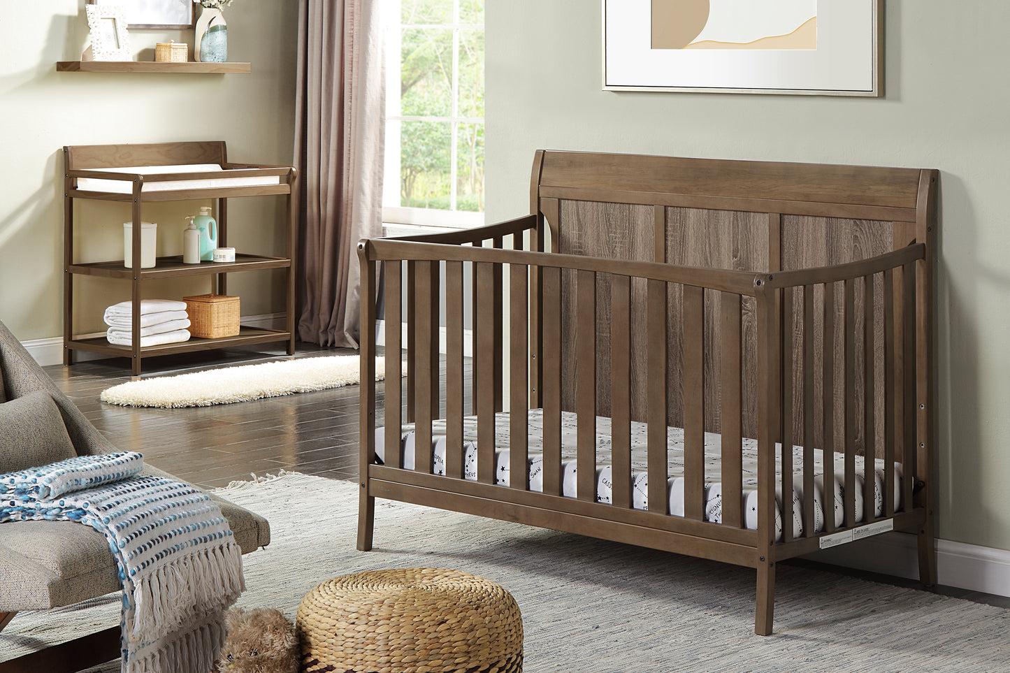 Shailee 4-in-1 Convertible Crib Brown/Brown Stone