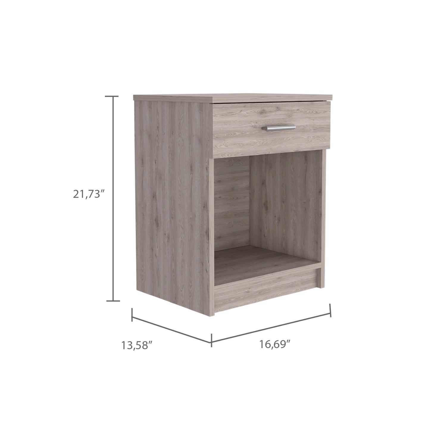 Light Grey 1-Drawer 1-Shelf Nightstand