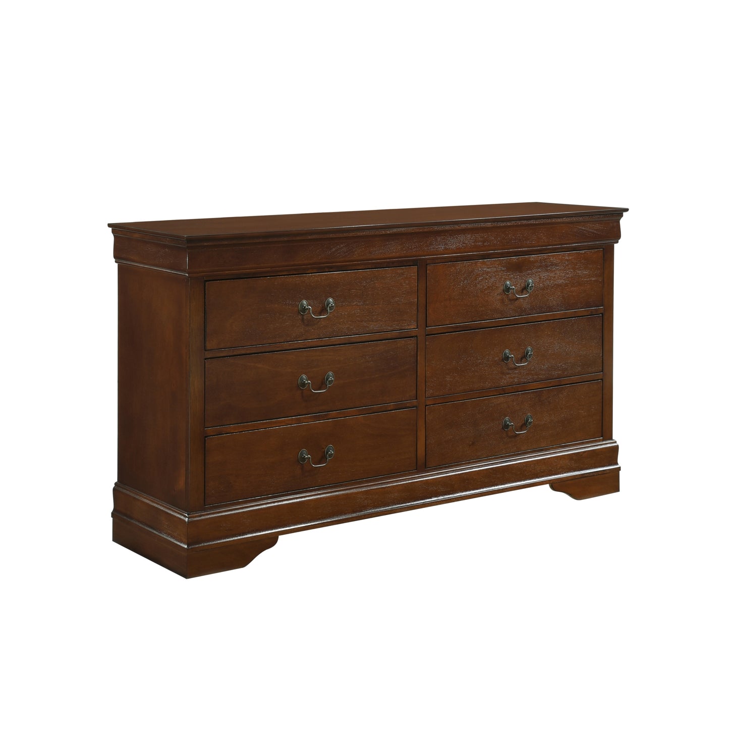 Traditional Design Brown Cherry Finish Dresser 1pc Louis Phillipe Style Classic Bedroom Furniture