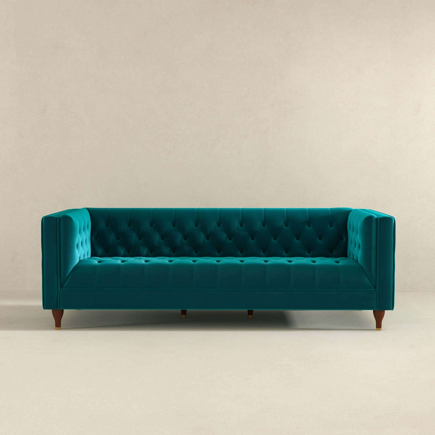 Evelyn Mid Century Modern Teal Velvet Luxury Chesterfield Sofa