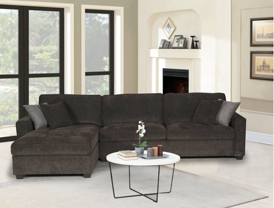 Polaris Black Fabric 125" Wide Reversible Sectional Sofa