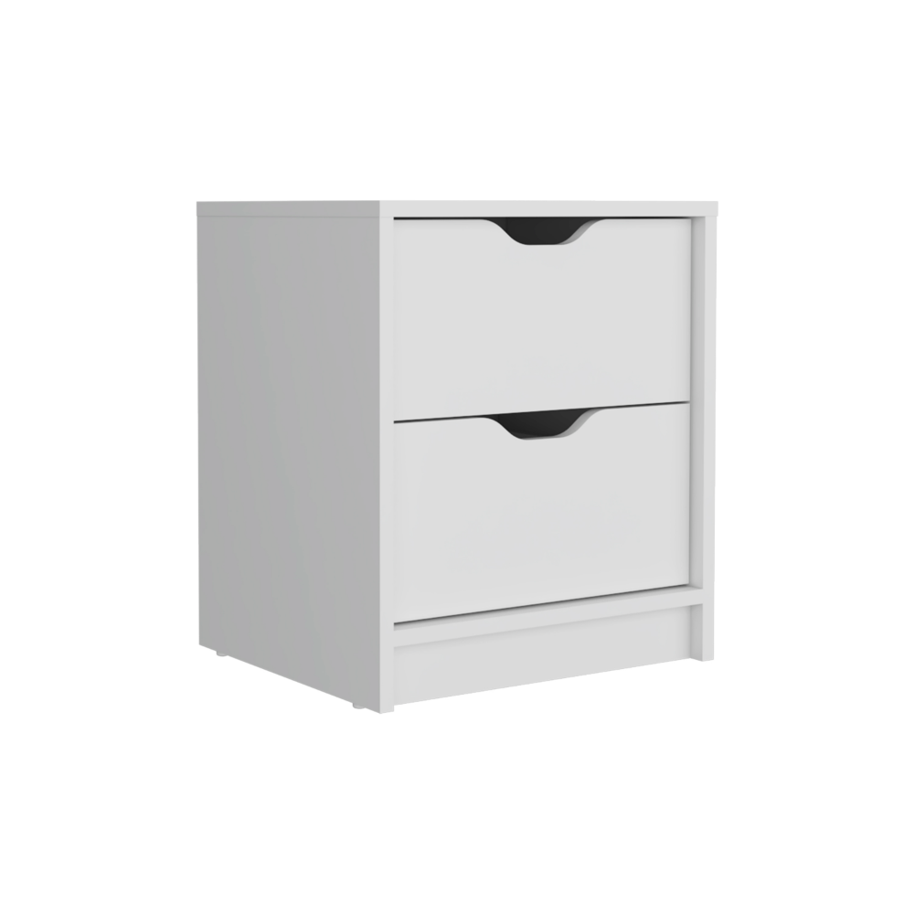 Basilea 2 Drawers Nightstand , End Table, Side Table Pull Out System -White