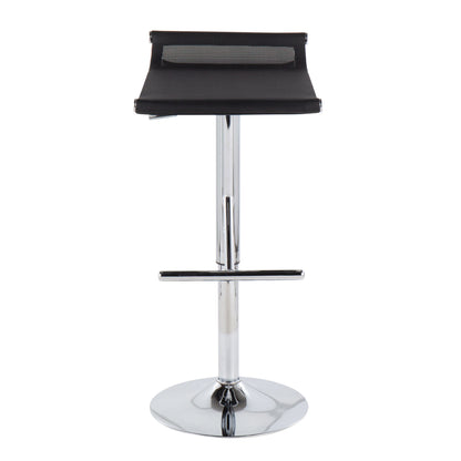 Mirage Ale Contemporary Adjustable Bar Stool in Chrome and Black Mesh by LumiSource