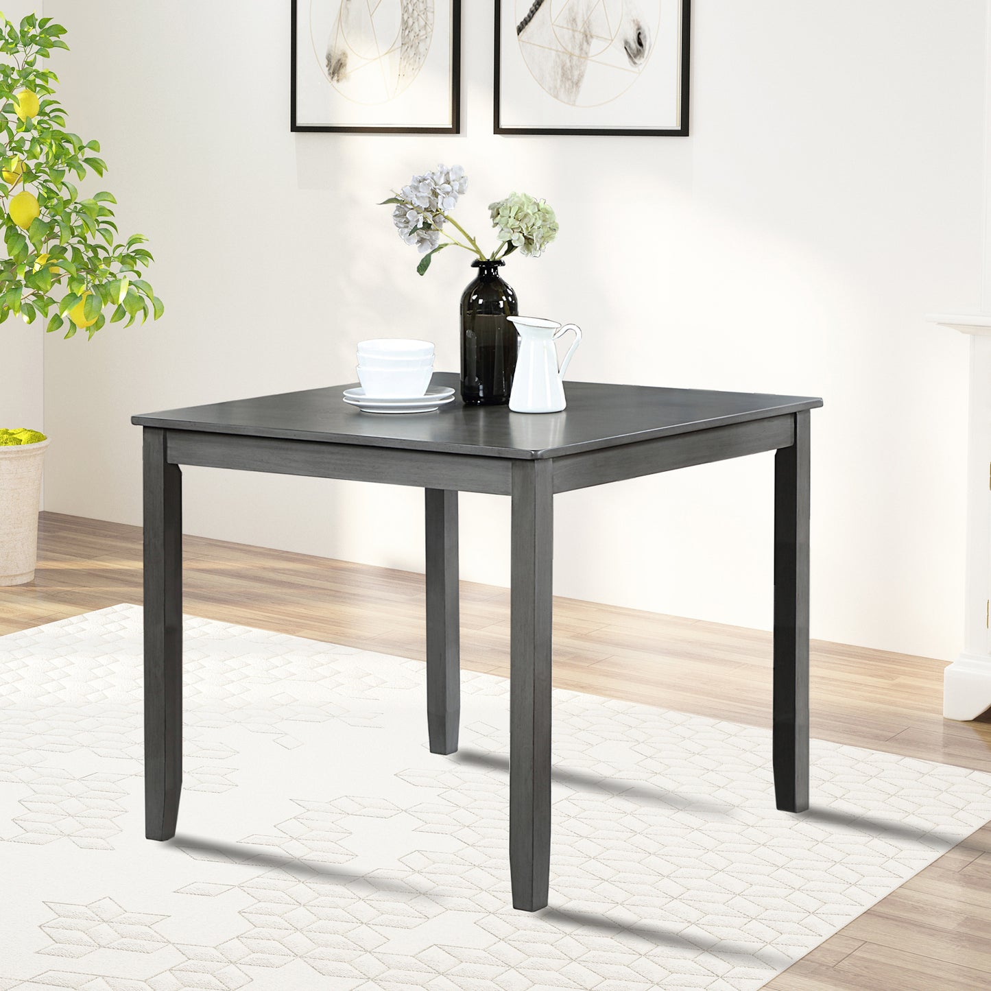 Wooden Dining Square Table, Kitchen Table for Small Space, 4 Person Dining Table, Gray
ONLY THE TABLE