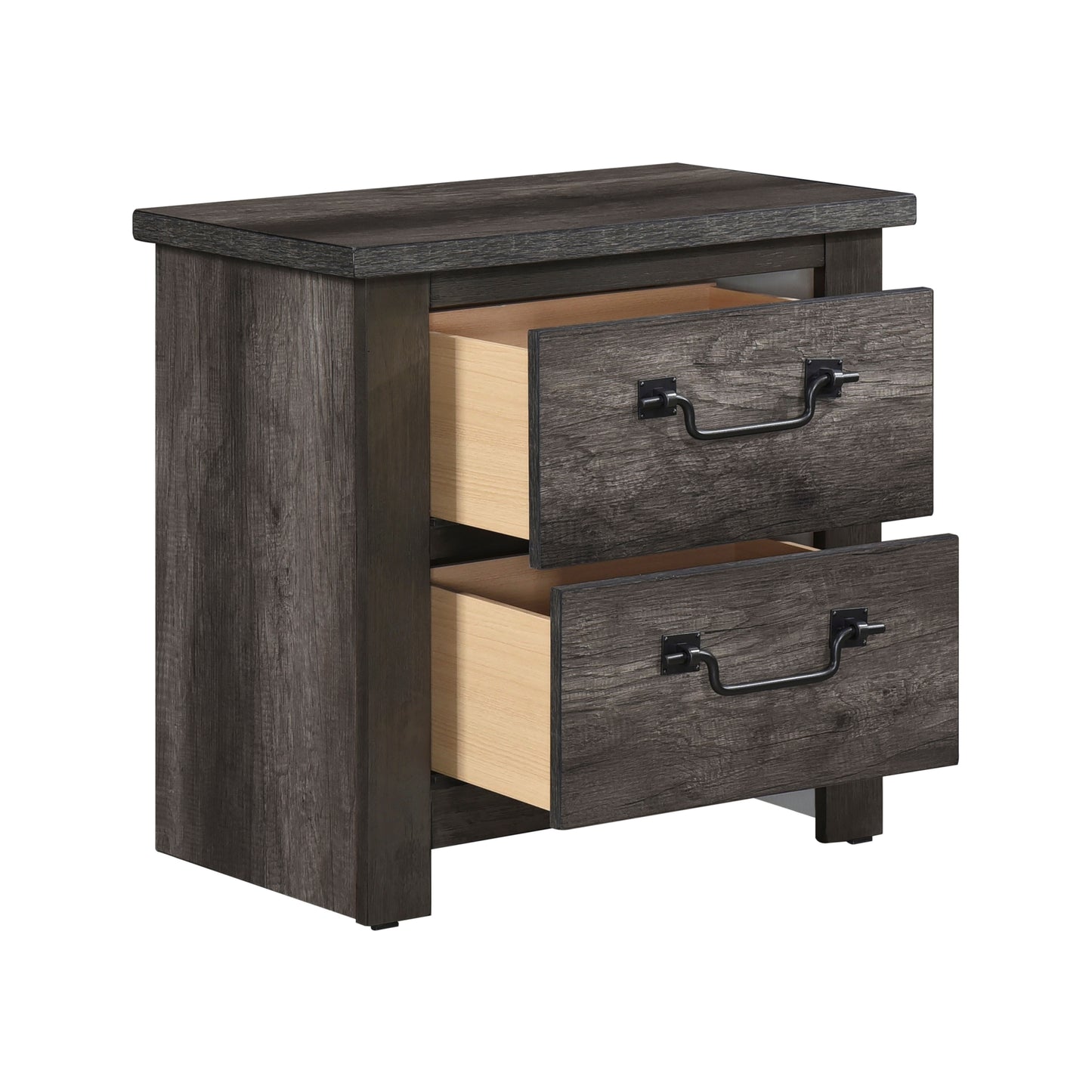 Gray Finish 2-Drawers Storage Nightstand 1pc Wooden Furniture Traditional Design Bedside Cabinet