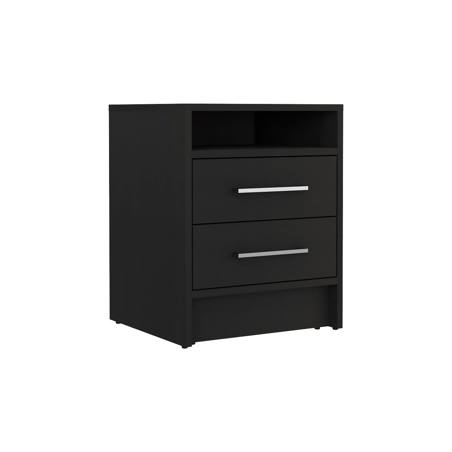 Eter Nightstand , End Table, Side Table Superior Top, Two Drawers -Black