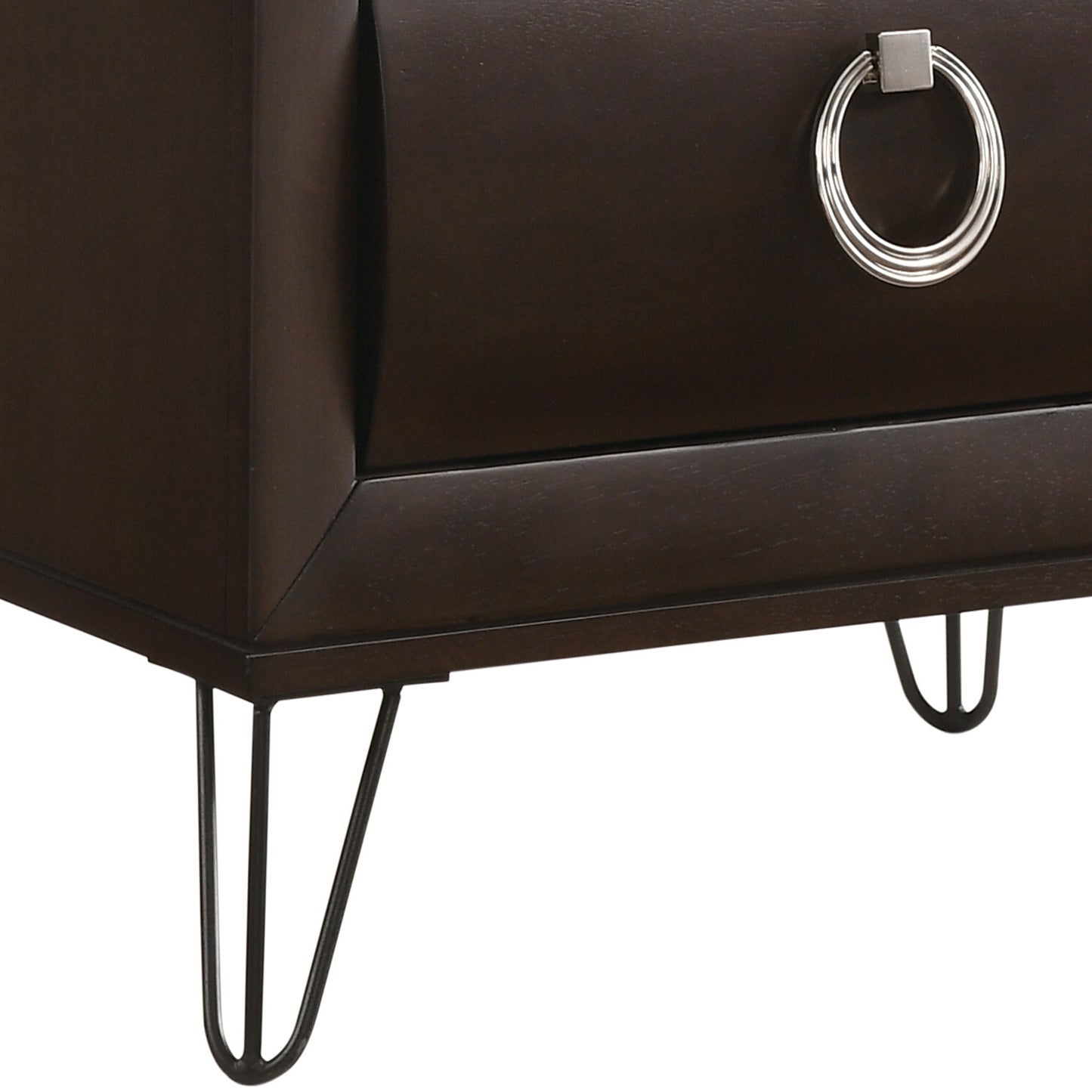 Dark Merlot 2-Drawer Nightstand with Hairpin Legs