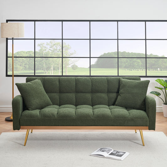 69 "green sofa bed, adjustable sofa teddy 2 throw pillows