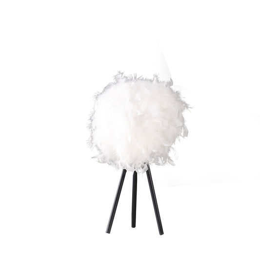 20.5" In Pure White Feather Shade Tripod Modern Metal Table Lamp