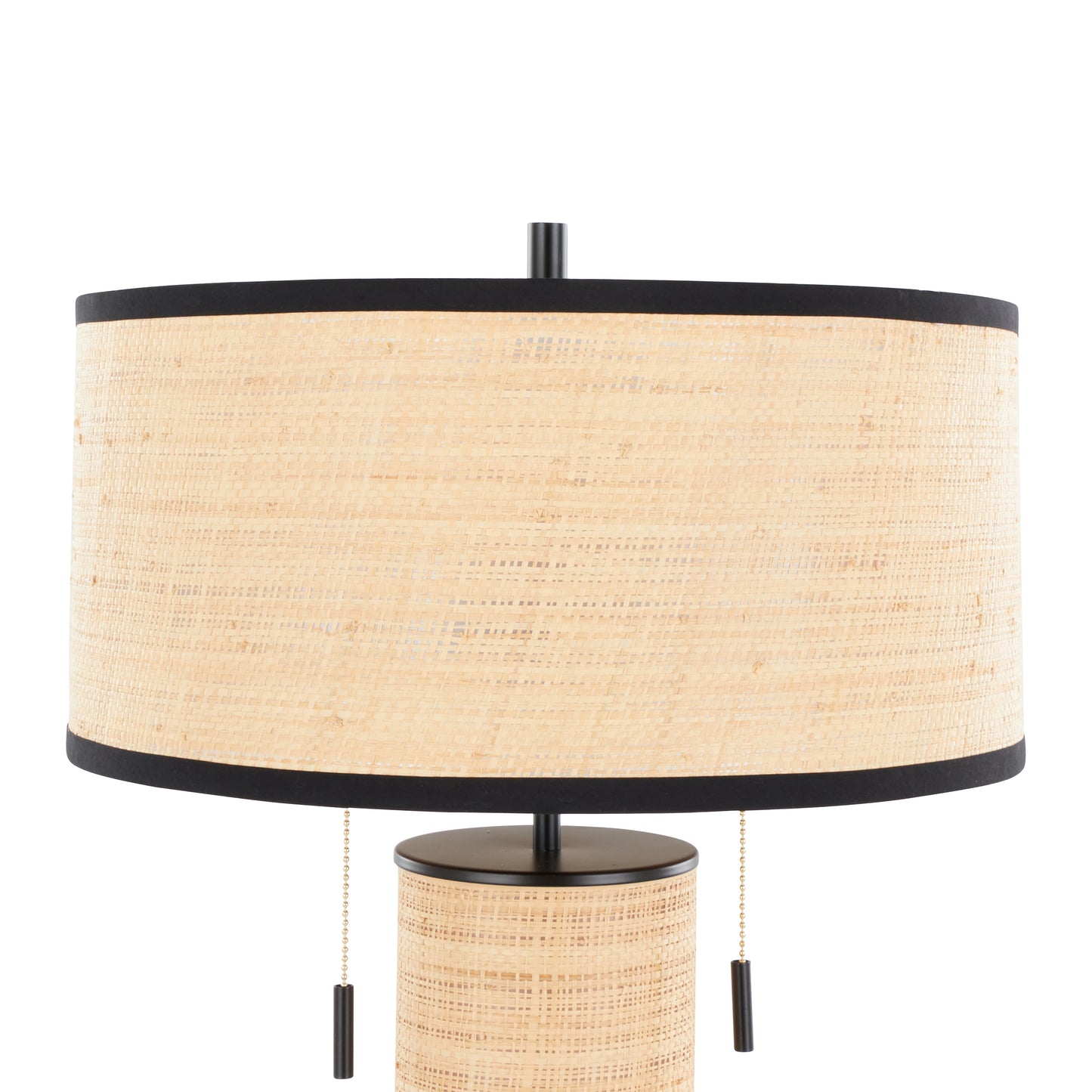 Cylinder Rattan 29" Contemporary Rattan Table Lamp in Black Metal and Natural Rattan from Grandview Gallery by LumiSource