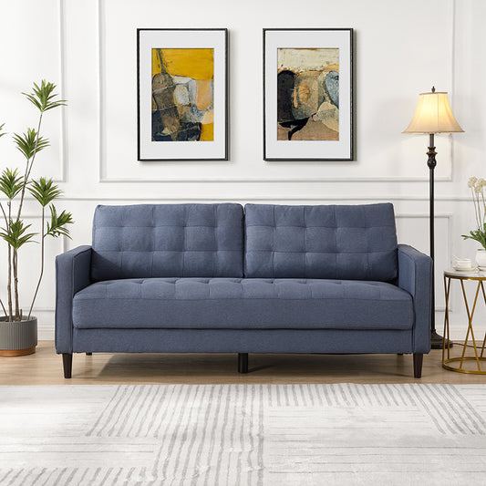 74" High Resilience three seater Sofa, Wooden Frame 3 Seat Sofa, Comfy , Modern Upholstered Sofa, Living Room Bedroom Apartment , Dark Blue