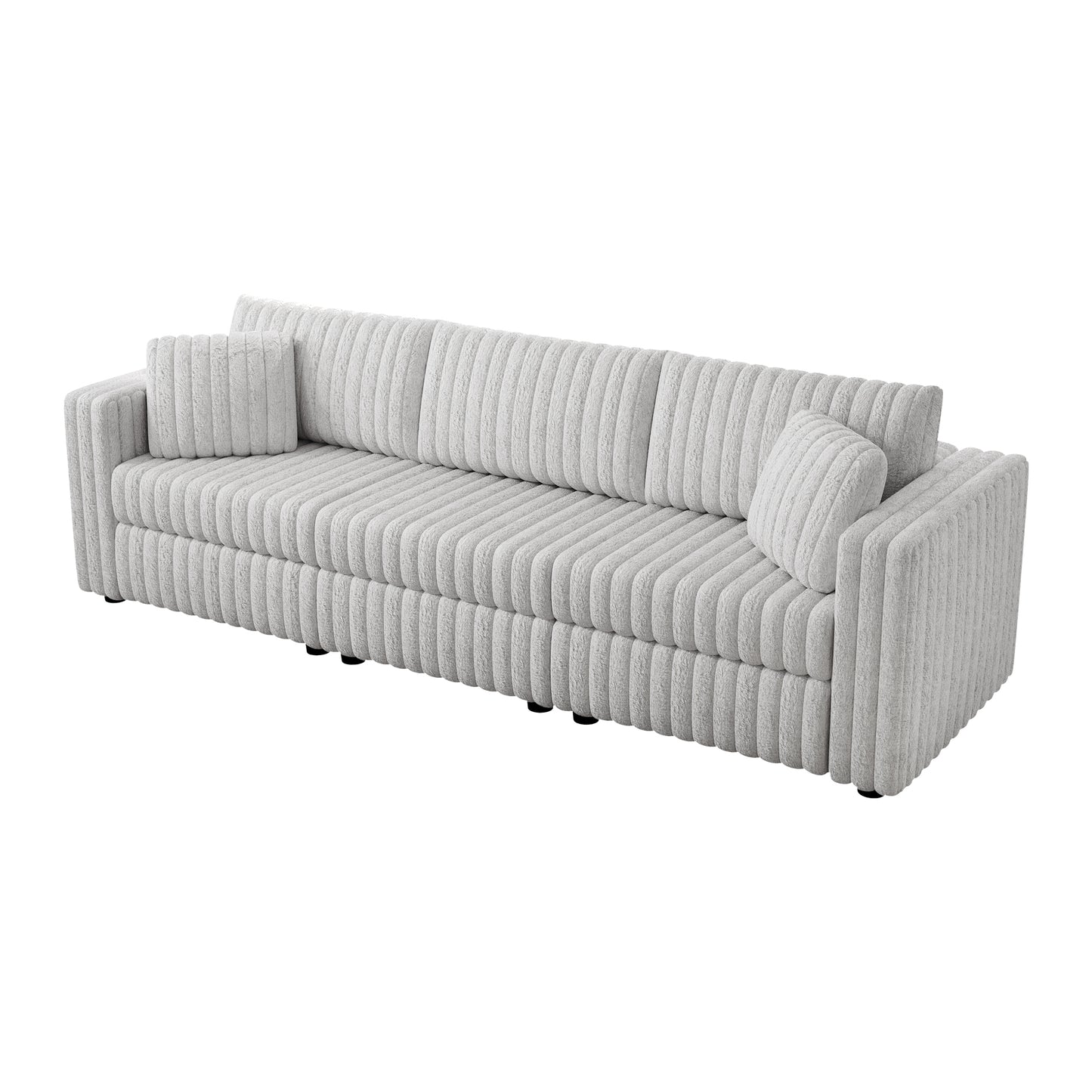 106.3" Soft  Modular 3-person Sofa - Highly Comfortable & Distinctive Design. Ideal for Bedroom & Living Room. Light gray. Modern & Plush Furniture Choice