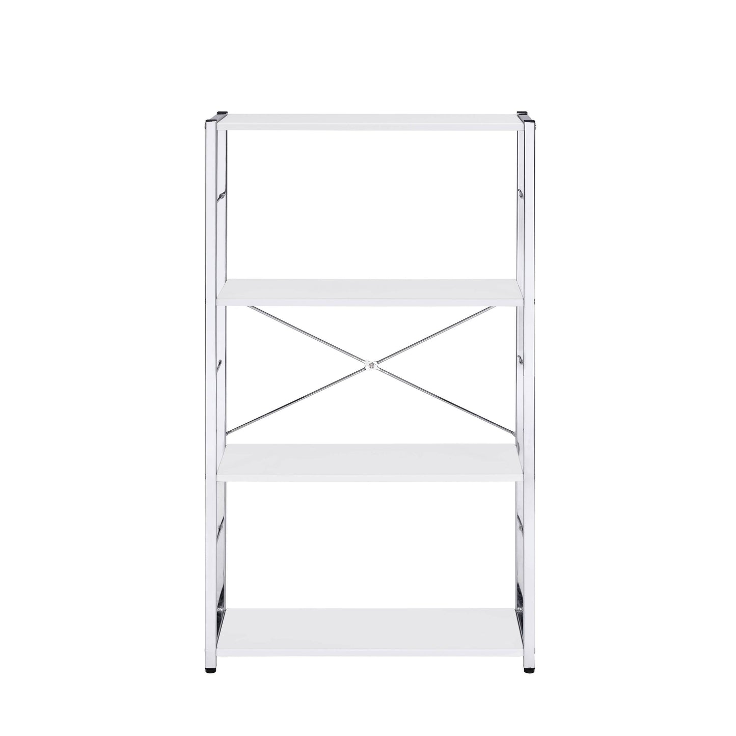 Tennos White & Chrome Finish Bookshelf