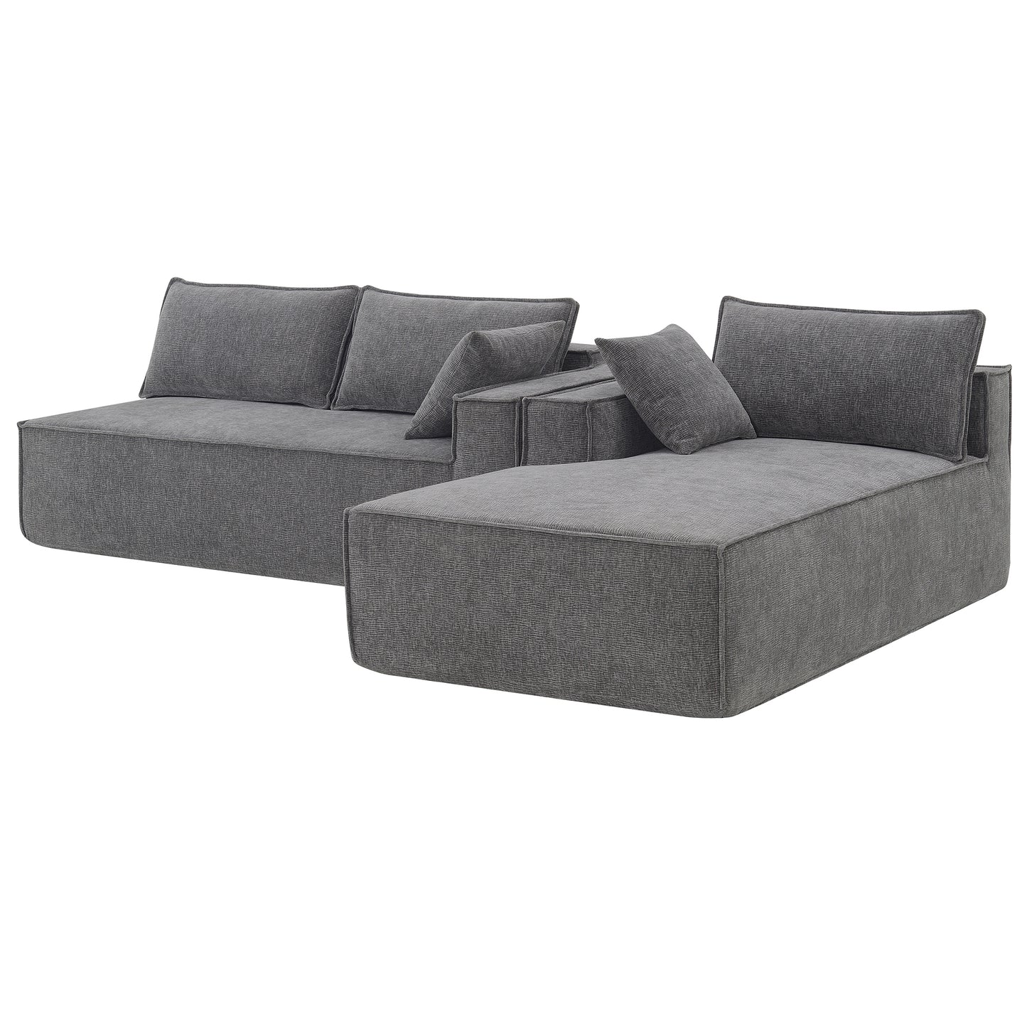 111.5*72" Minimalist Style Modular Sectional Sofa,Wrinkle-resistant Chenille Couch Set,L-Shaped Compressed Sofa for Living Room,2 PIC Free Combination,No Assembly Require,3 Colors