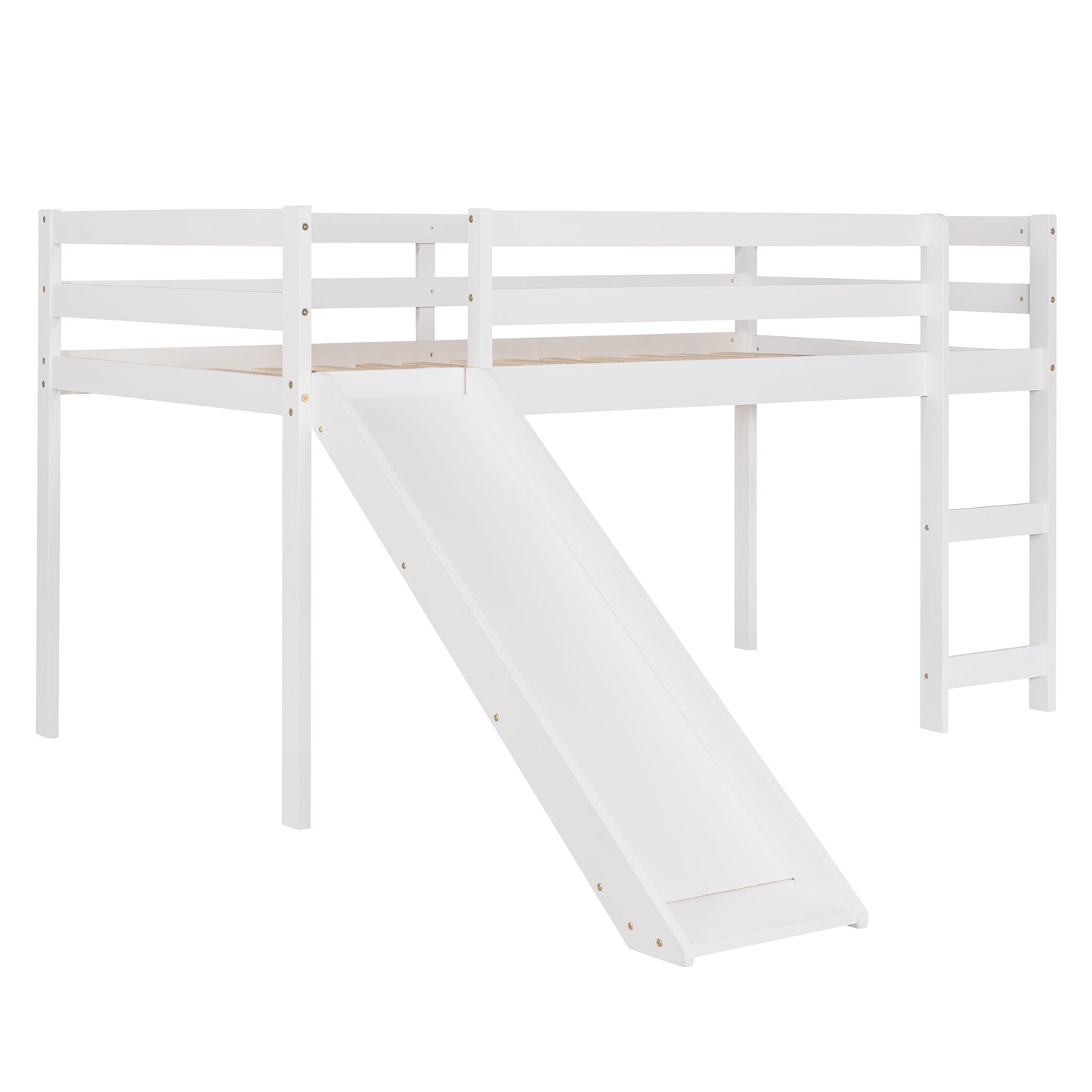 Loft Bed with Slide, Multifunctional Design, Twin (White)(OLD SKU: WF191904AAK)