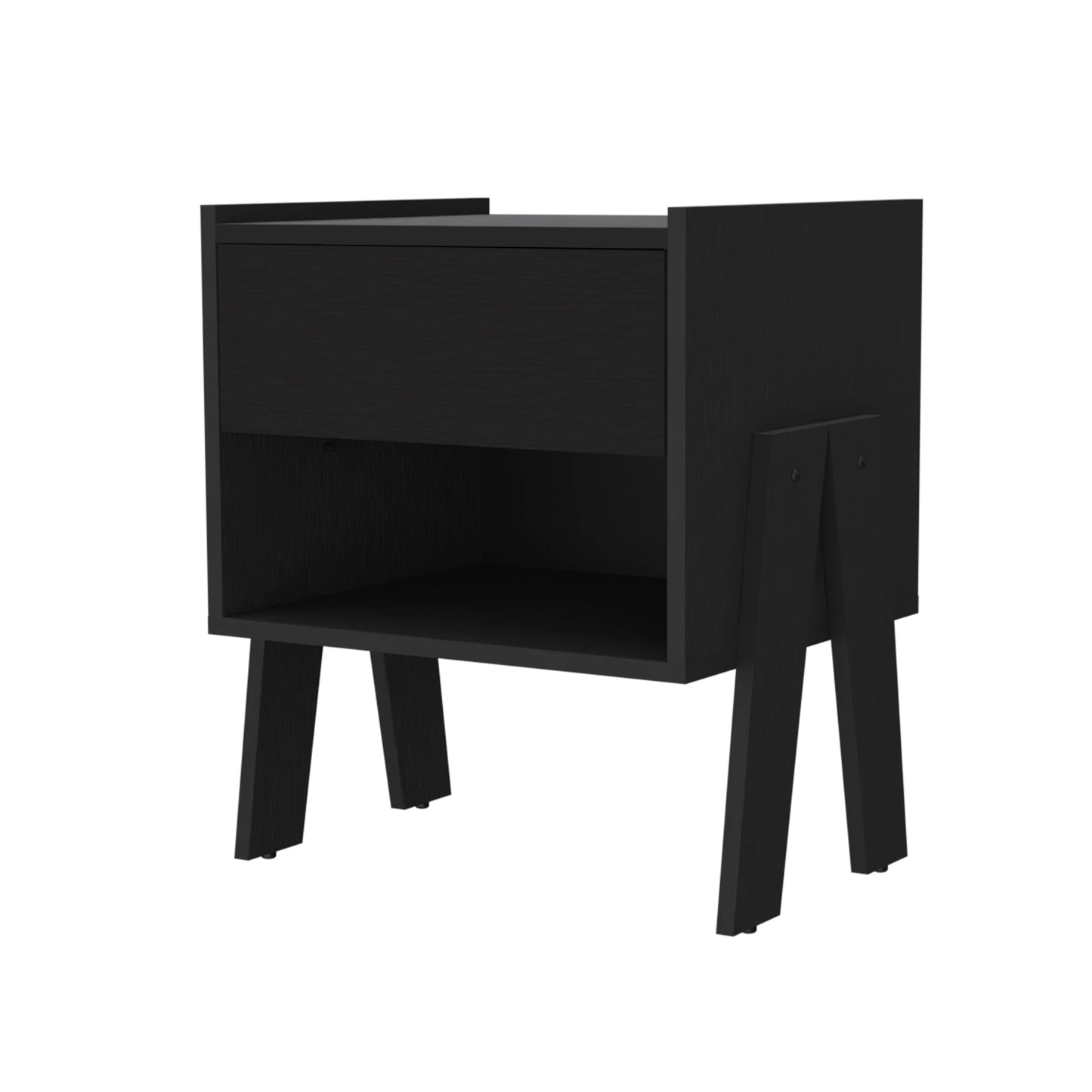 Black Wengue 1-Drawer 1-Shelf Nightstand