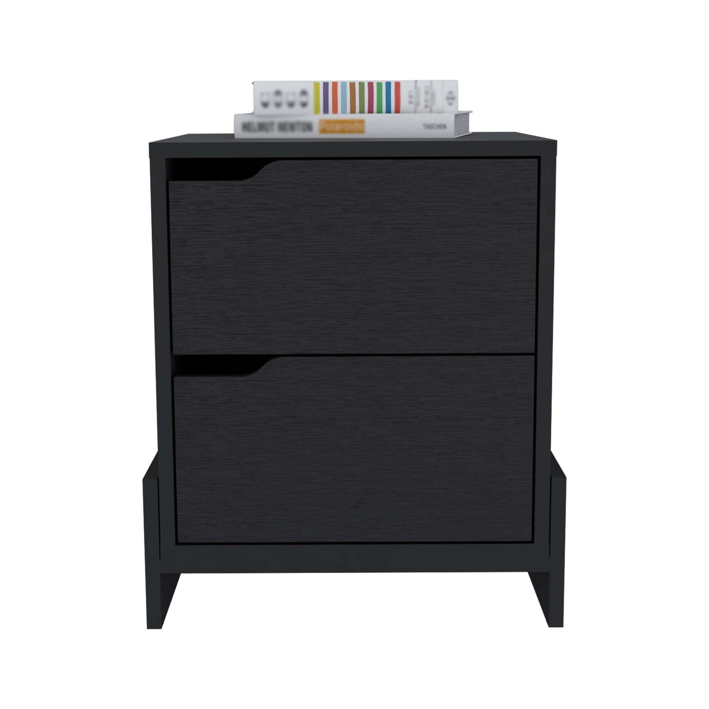 Nightstand with 2-Drawers, End Table with Sturdy Base, Black