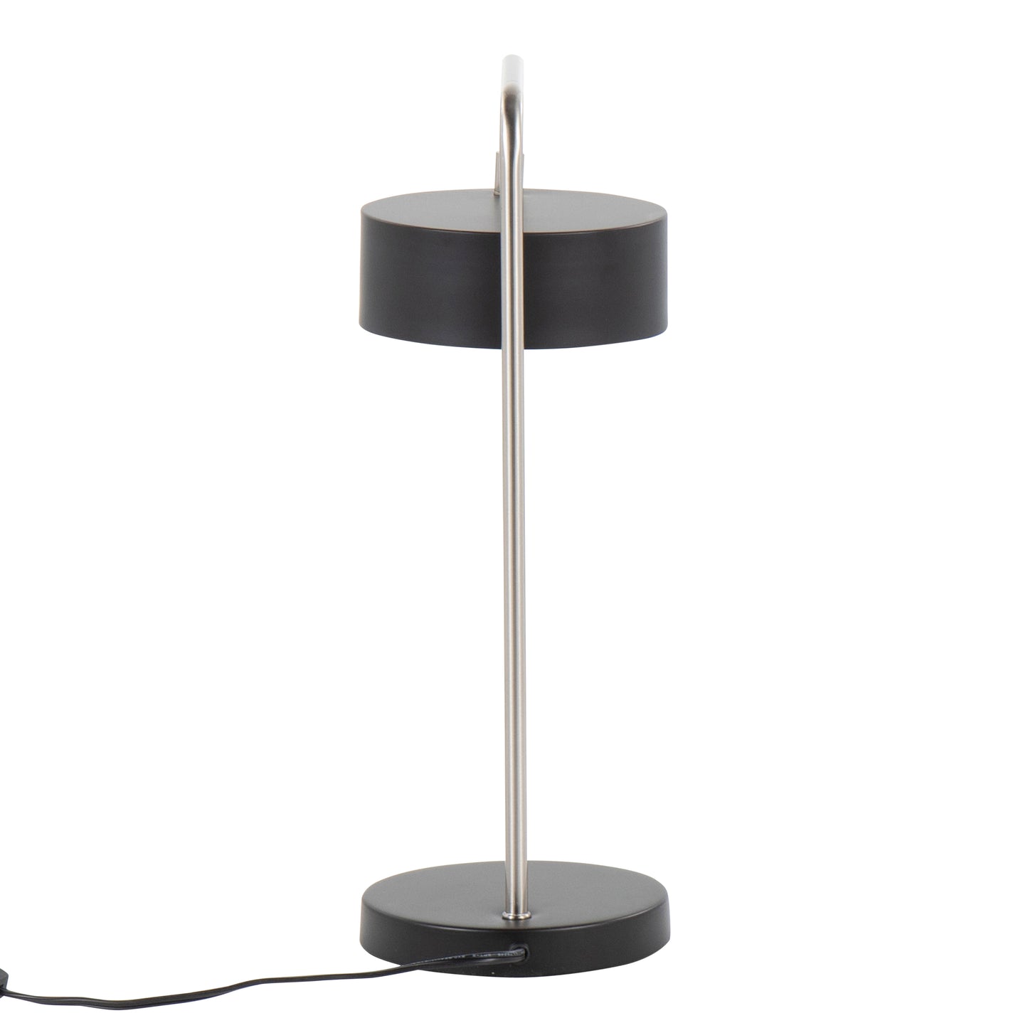 Puck Contemporary Table Lamp in Nickel and Black Metal by LumiSource