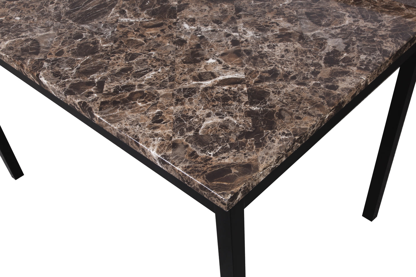 Noyes Metal Dining Table with Laminated Faux Marble Top, Black