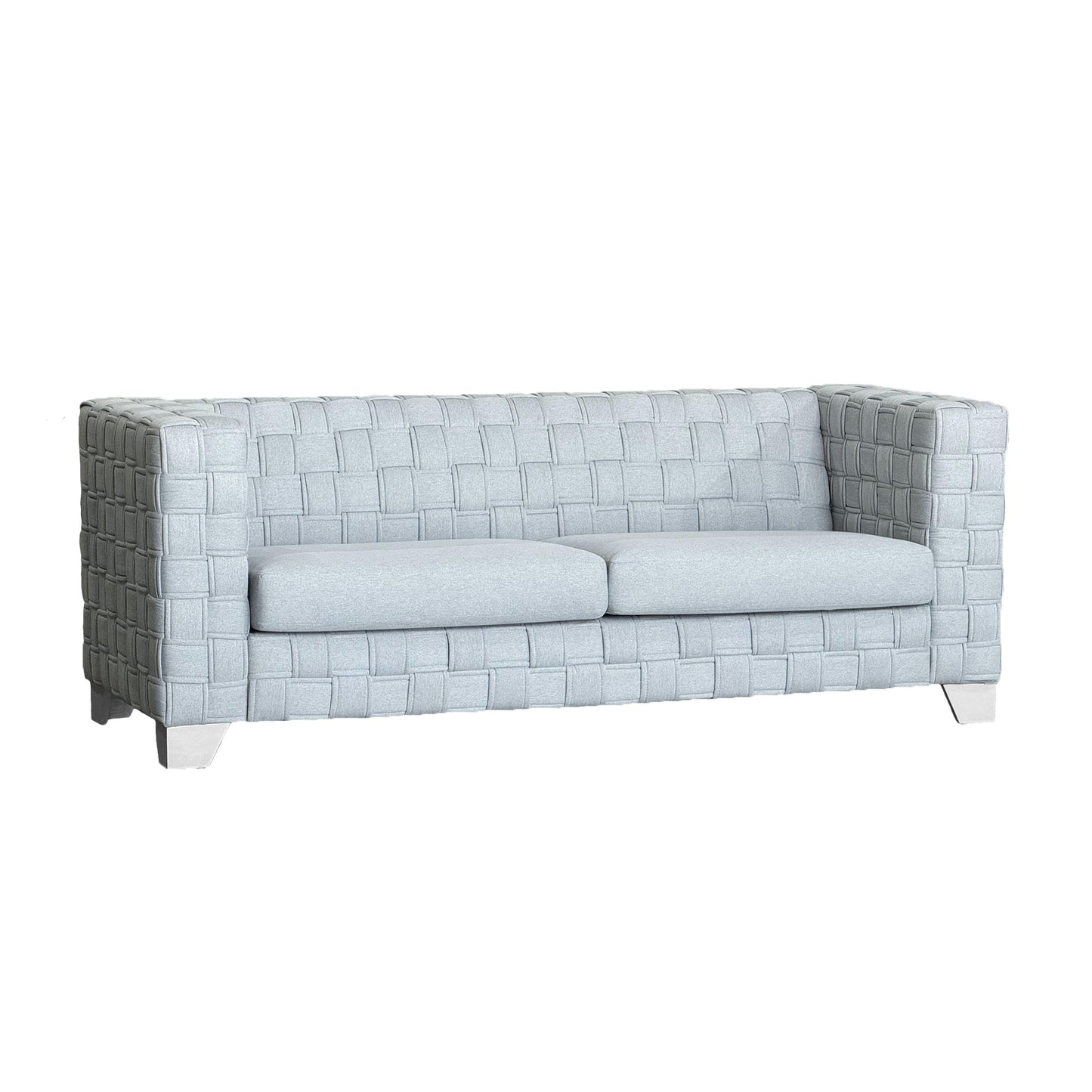 FX-D1 SOFA SET Include Chair Loveseat And Sofa Light Blue ColorLinen &  White color sofa legs